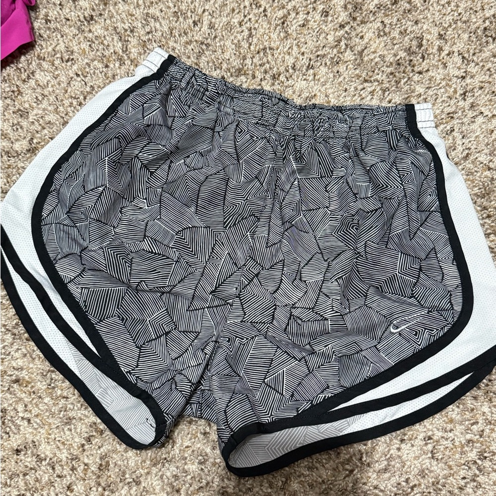 Women’s Nike dri fit underwear lined shorts, black and white pattern size S